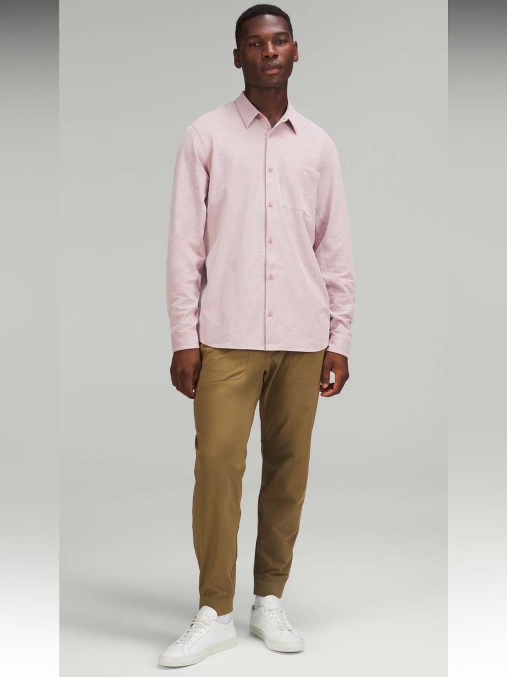Lululemon Commission Long Sleeve Shirt Men Medium Brier Rose Office Stretch 2023